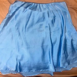 silky blue skirt